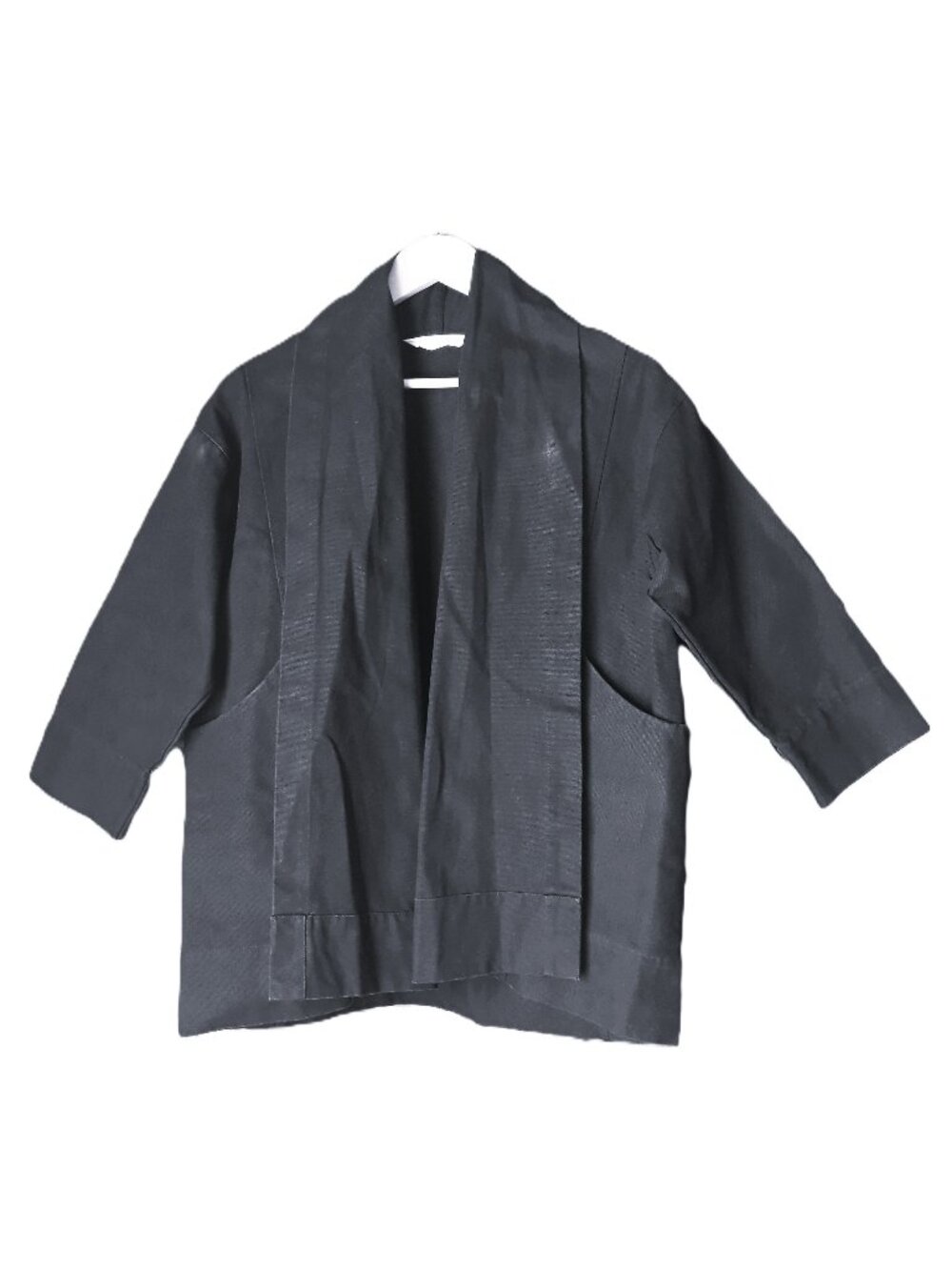 Elizabeth Suzann Shawl Collar Open Front Denim Jacket Oversized XXS